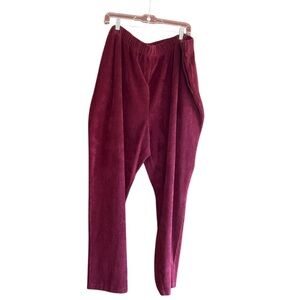 Lands' End Women's Sport Knit High Rise burgundy corduroy pants pockets Sz 3X